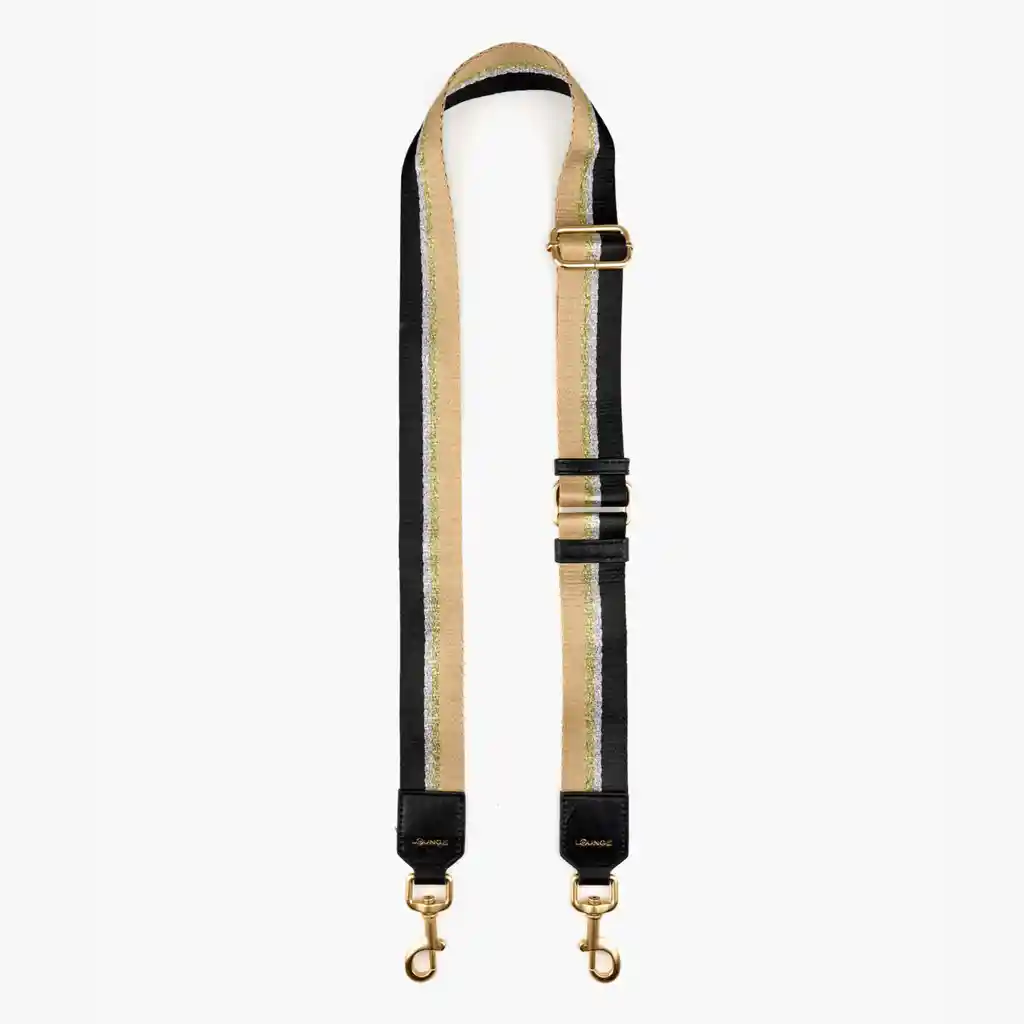 Correa Strap Cartera Mujer Con Lurex Negro