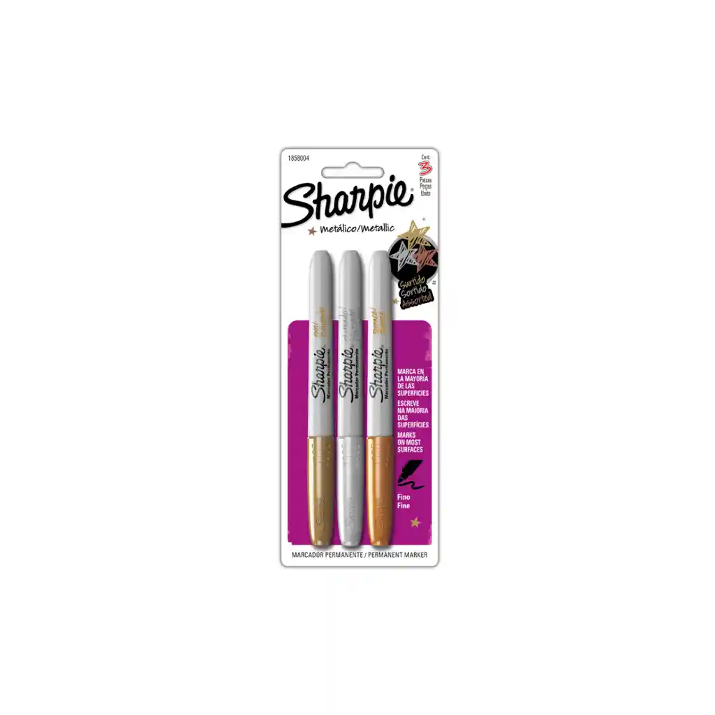 Set 3 Lapices Sharpie Punta Fina Colores Metalico