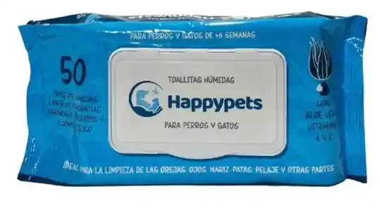 Toallas Húmedas Para Mascotas Happypets 50 Unid.