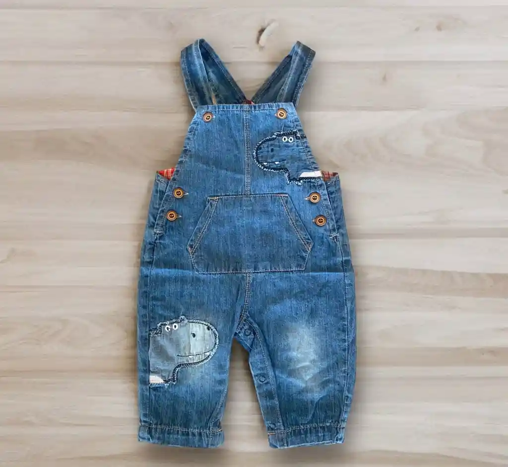 Jardinera Dino Denim Talla 3/6 Meses