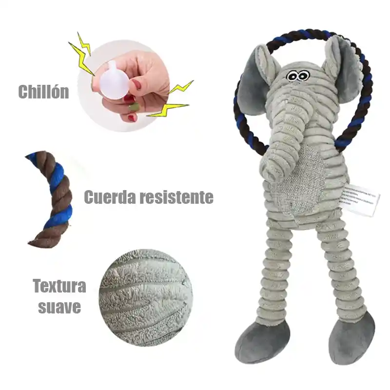 Juguete Peluche Chillon Para Mascotas De Animales Con Cuerda (elefante)