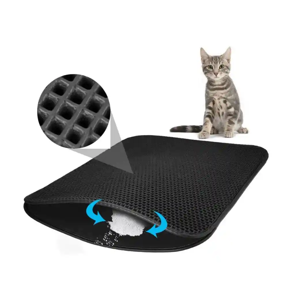 Alfombra Doble Arenero Gato Tapeta Atrapa Arena Catmat 45x65 (negro)