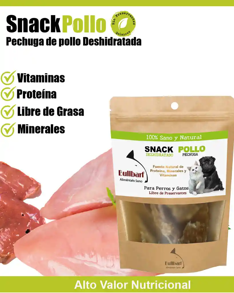 Snack 100% Natural. Pechuga De Pollo Deshidratada