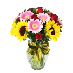 Florero De Rosas, Gerberas, Girasoles