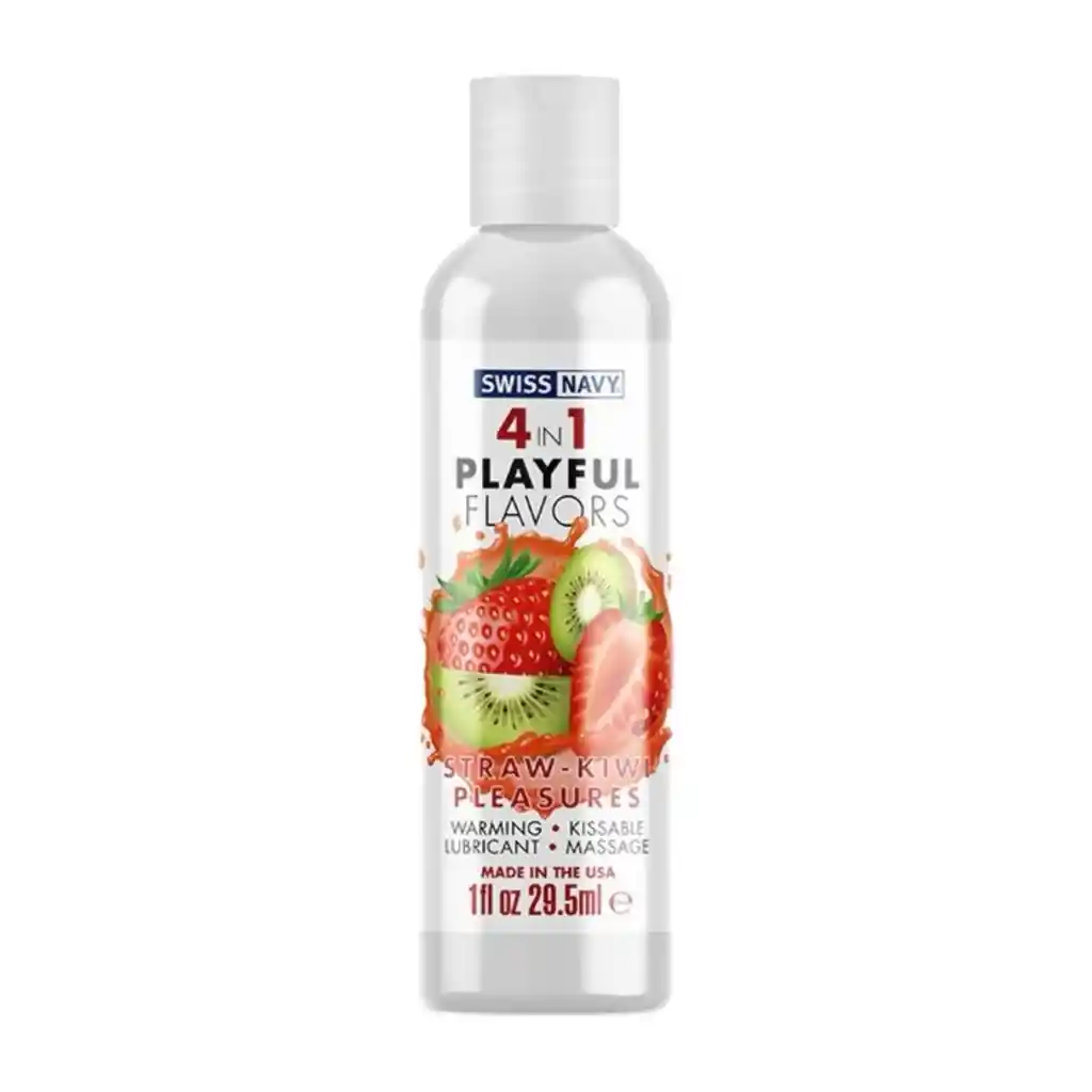 Lubricante 4 En 1. Gel Efecto Calor Comestible Sabor Frutilla - Kiwi