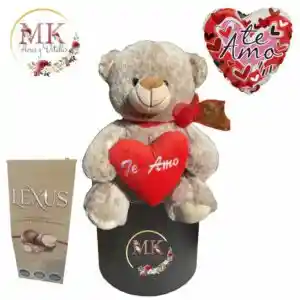 Box Con Oso Peluche 30cm, Bombones Lexus Y Globo