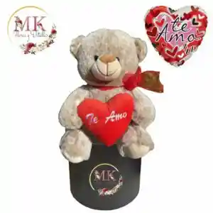 Box Con Oso Peluche 30cm Y Globo