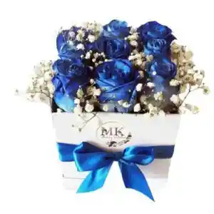 Box Cuadrado 9 Rosas Azules