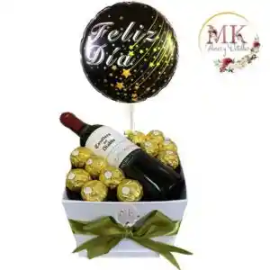 Box De Bombones Ferrero Rocher, Vino Y Globo