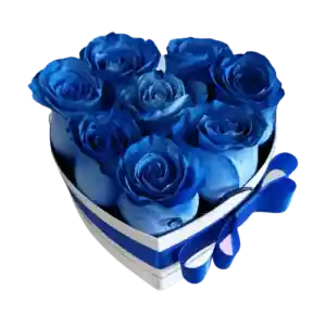 Box Corazón De 8 Rosas Azules