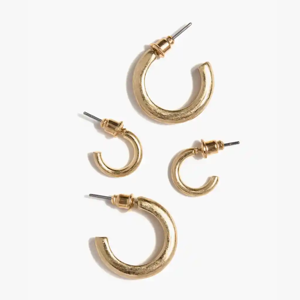 Set Aros Mujer Argollas Dorado