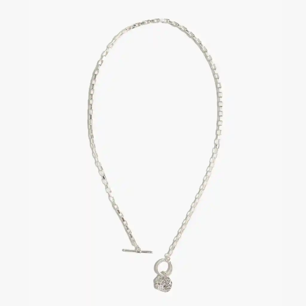 Collar Mujer Con Moneda Plateado