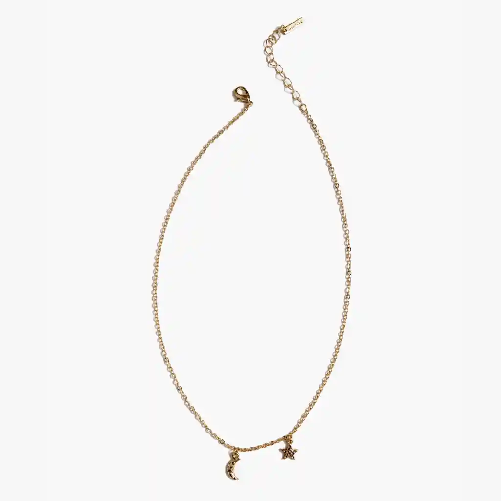 Collar Mujer Luna Con Estrella Dorado