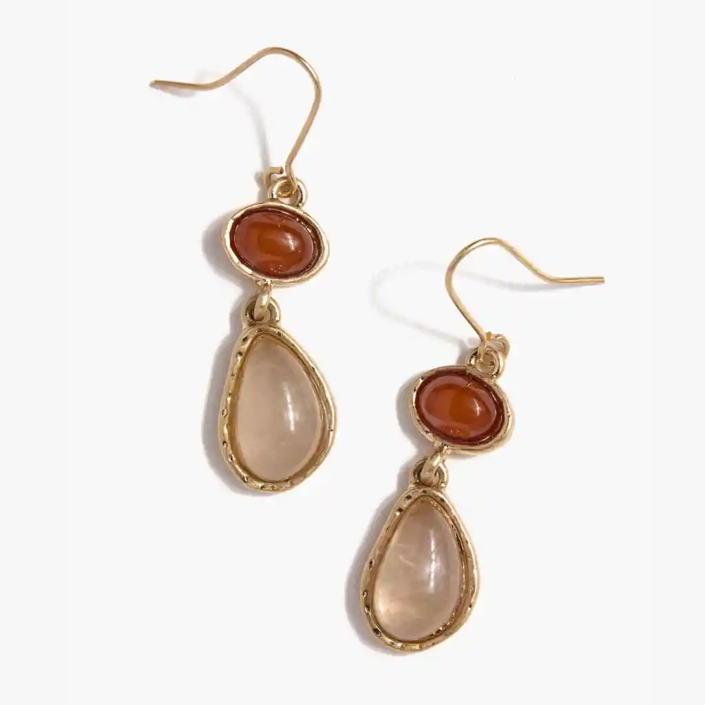 Aros Mujer Gotas Con Piedra Dorado