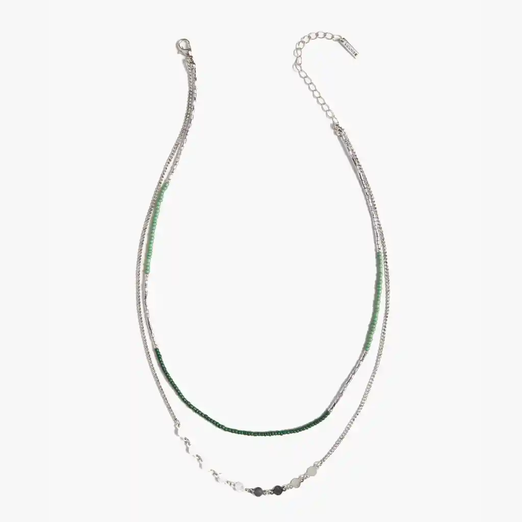 Collar Mujer Con Mostacillas Plateado