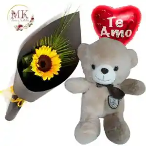 Girasol Individual, Peluche Oso 30cm Y Globo