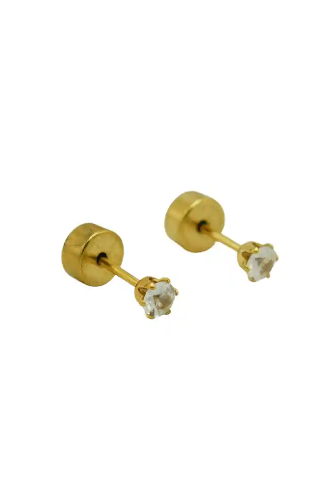 Aros Abridores Punto De Luz 3mm Zirconia Chapado En Oro 18k