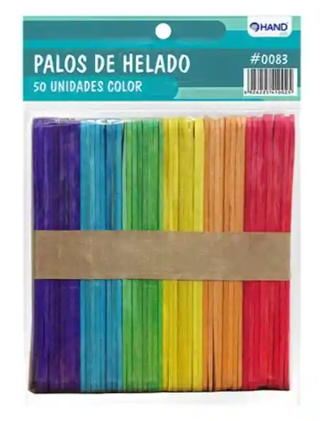 Palos De Helado Hand 50 Unid.color