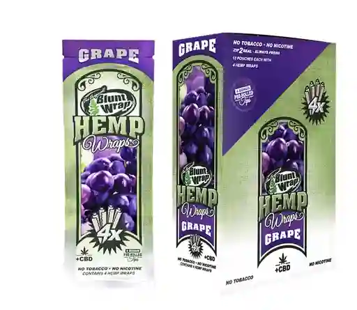 Blunt Hemp Wrap X4 + Tips Grape (uva) - Blunt Wrap