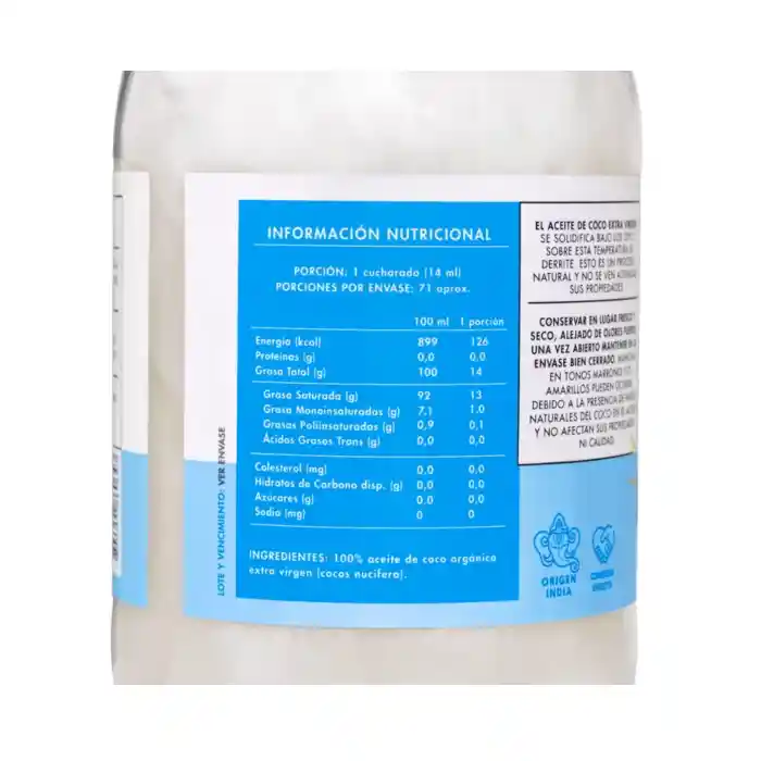 Aceite De Coco Orgánico 1 Lt