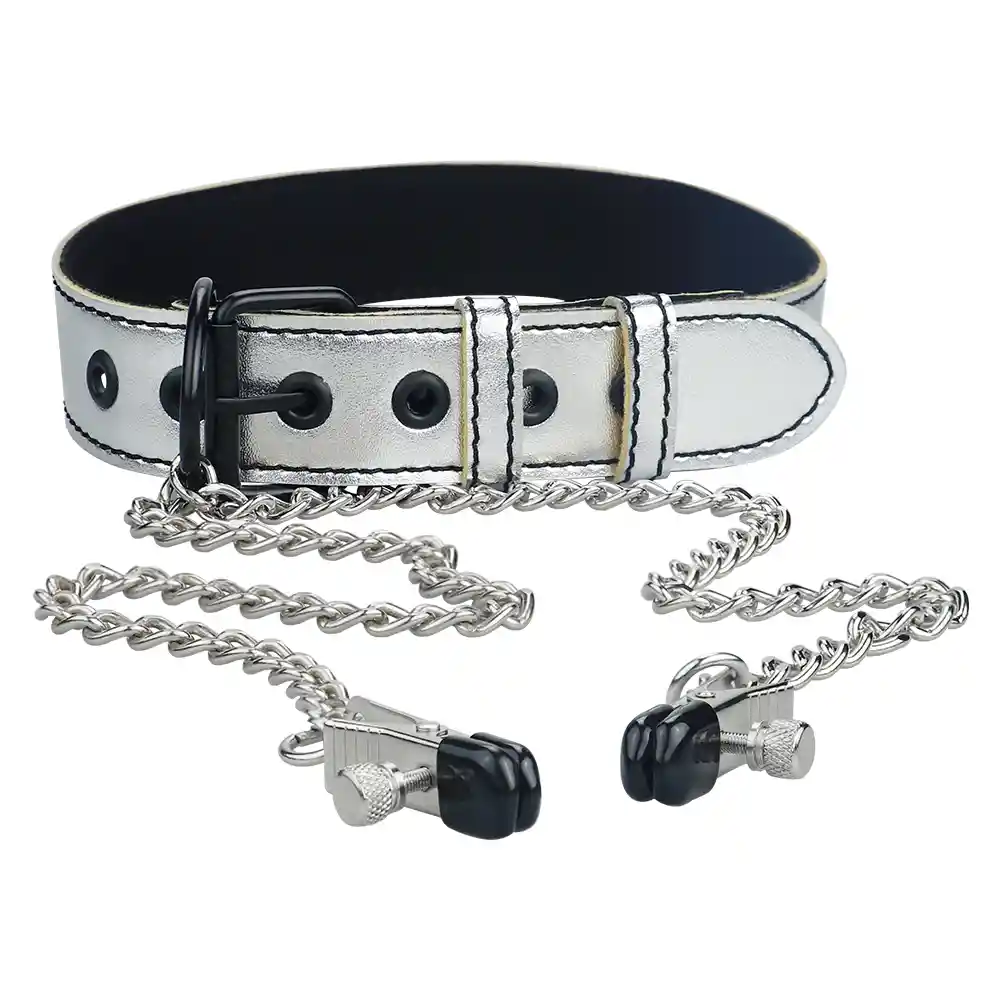 Collar Bondage Fetish Con Pinzas Premium