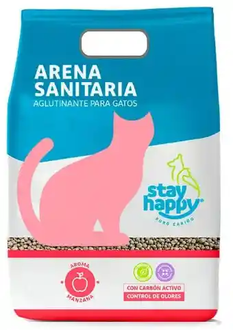 Stay Happy Arena Gatos Aglutinante - Aroma Manzana 4kg
