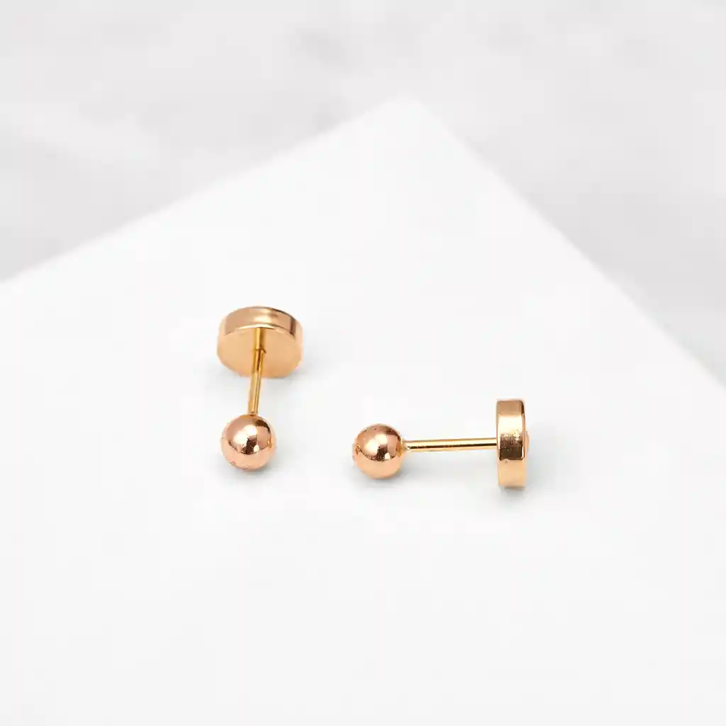 Aros Abridores De Oro 18 K,bolita 3 Mm