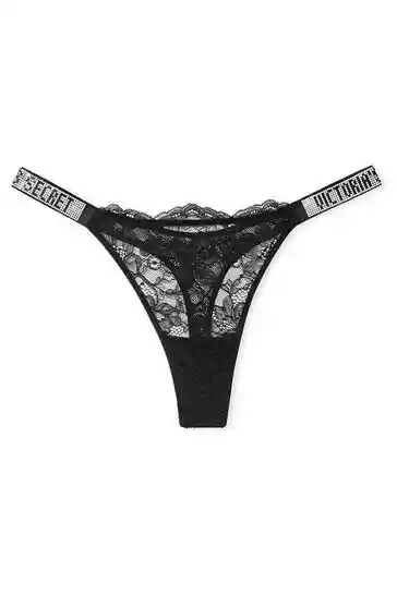 Tanga Victoria Secret Encaje, Color Negro Talla L