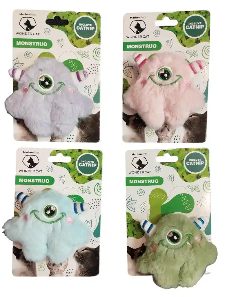 Wonder Cat - Peluche Monstruito 8 Cm Con Catnip Para Gatos