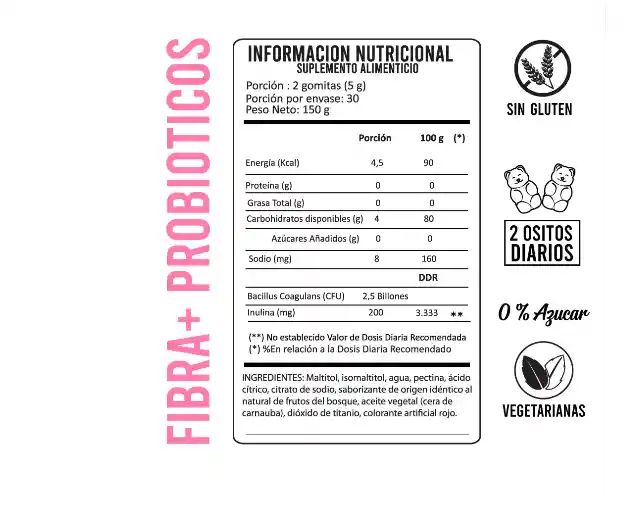 Gomitas De Fibra + Probioticos X 60