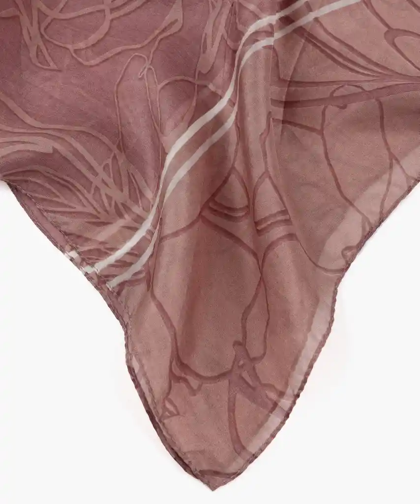 Estola Mujer Seda Floreada Morado