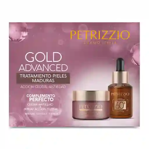 Set Cremas Rostro Petrizzio Gold Advanced Antiedad Crema 50 G + Serum 27 Ml