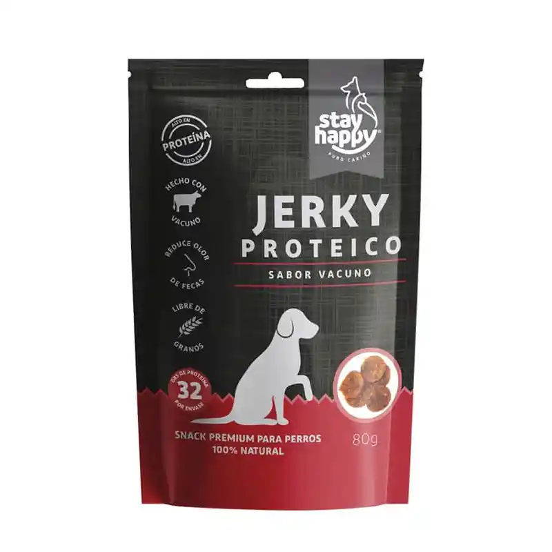 Stay Happy - Jerky Proteico Sabor Vacuno Snack Premium Para Perros 80 Grs