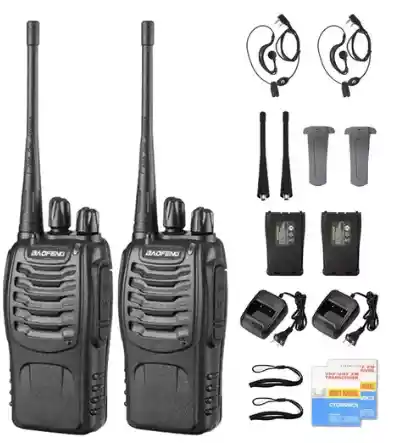 Pack 2 Radios Transmisor Walkie Talkie Baofeng 888s Color Negro Bandas De Frecuencia 400-470 Mhz