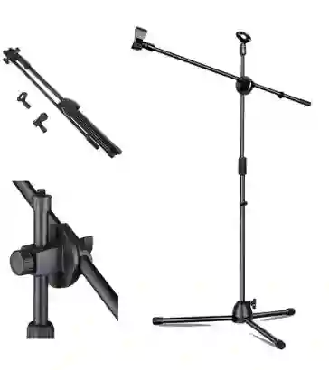 Soporte Para Micrófono Atril Con Boom Profesional Pedestal Color Negro