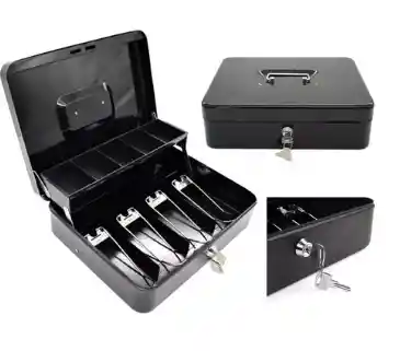 Caja Organizadora De Dinero Negra Con Llave De Seguridad Color Negro