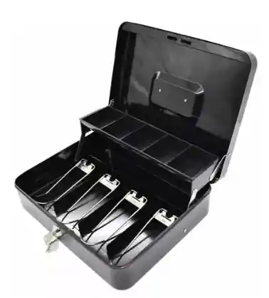Caja Organizadora De Dinero Negra Con Llave De Seguridad Color Negro