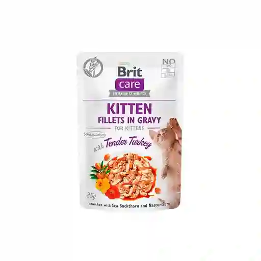 Alimento Humedo Gato Brit Care Kitten Fillets Gravy Tender Turkey 85gr