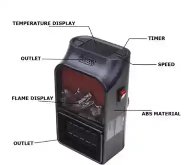 Mini Calefactor Calentador Electrico Portatil 900w + Adaptador
