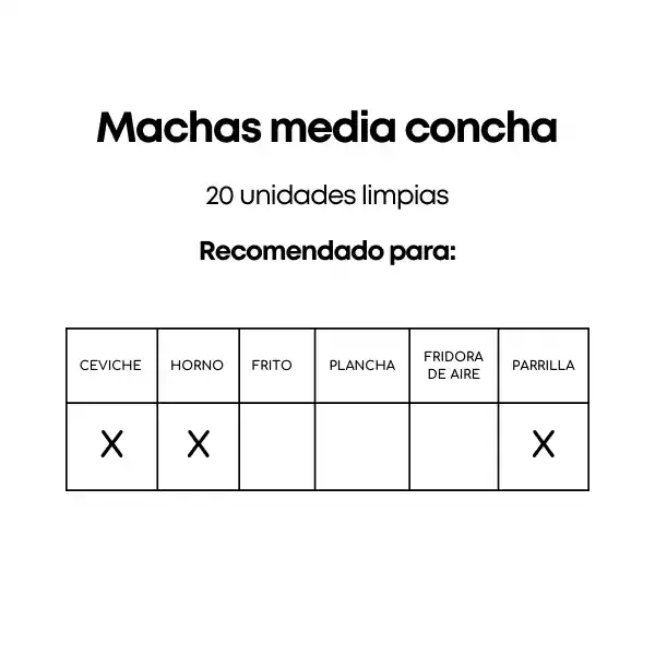 Machas Media Concha 20 Unidades