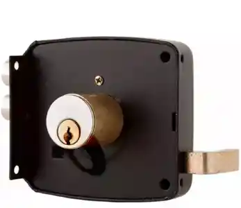 Chapa Cerradura Doble Cerrojo Con Cilindro Para Sobreponer Color Negro