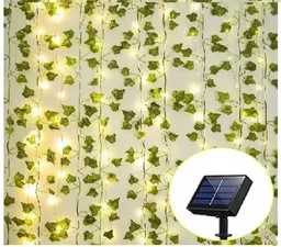 Guirnalda De Luces Led Solar Hojas 3x3 Mts Enredadera