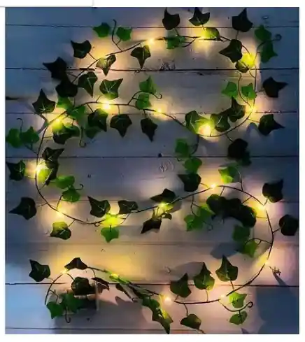 Guirnalda De Luces Led Solar Hojas De 10 Mts Enredadera