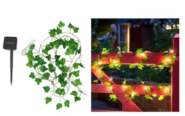 Guirnalda De Luces Led Solar Hojas De 10 Mts Enredadera