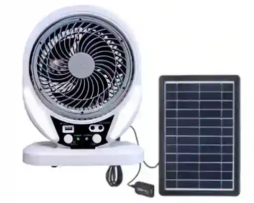 Ventilador Portátil Recargable Panel Solar Incluye Ampolleta