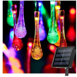 Guirnalda Luz Led Colores Forma Gota De Agua Con Carga Solar