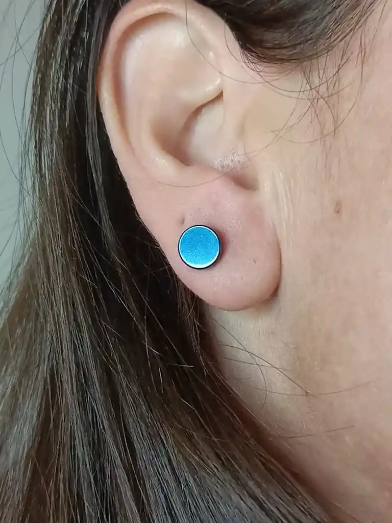 Aros Barbell Punk Azul Eléctrico Sin Genero Moda Juvenil 8mm