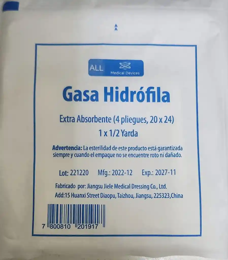 Gasa Absorbente Hidrófila (1 X1 Yarda) X 1 Unidad