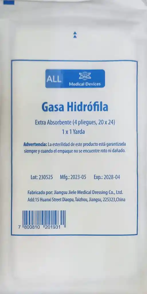 Gasa Absorbente Hidrófila (1 X1 Yarda) X 1 Unidad