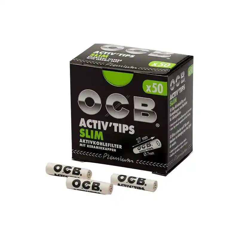 Ocb Activ Tips Slim 7mm Carbón Activo